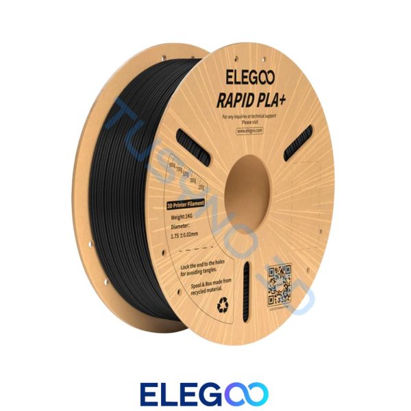 3D plastikas ELEGOO PLA+ juoda spalva – 1.75mm, 1kg ritė