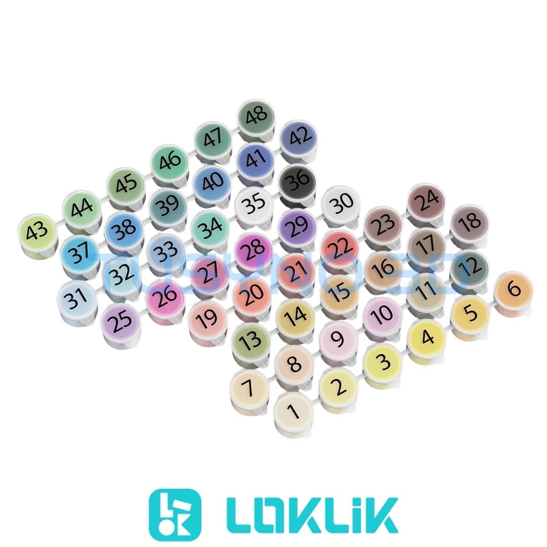 LOKLiK Acrylic Paint Kit – 48 spalvų akrilinių dažų rinkinys