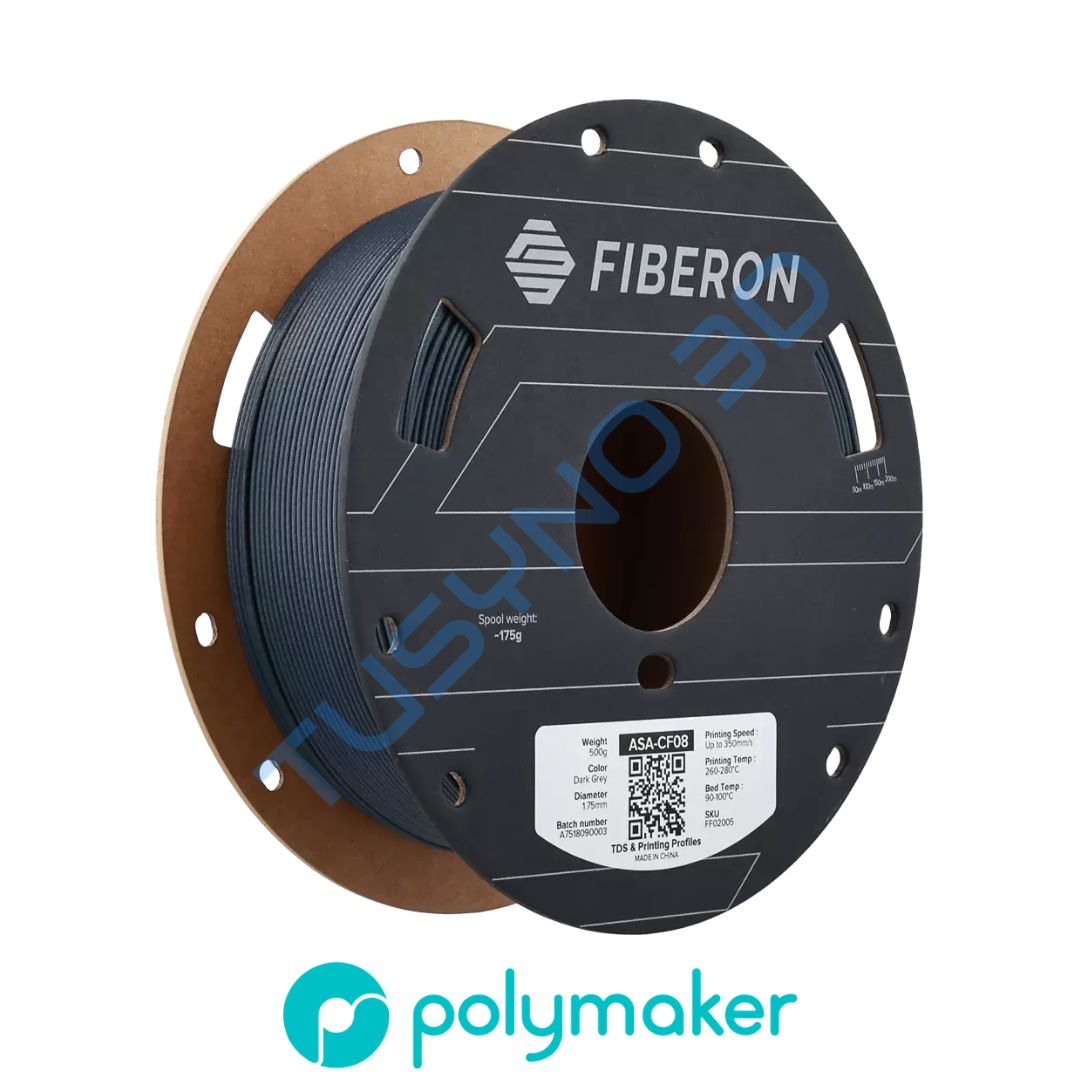 3D plastikas Polymaker FIBRON ASA-CF08 Tamsiai pilka