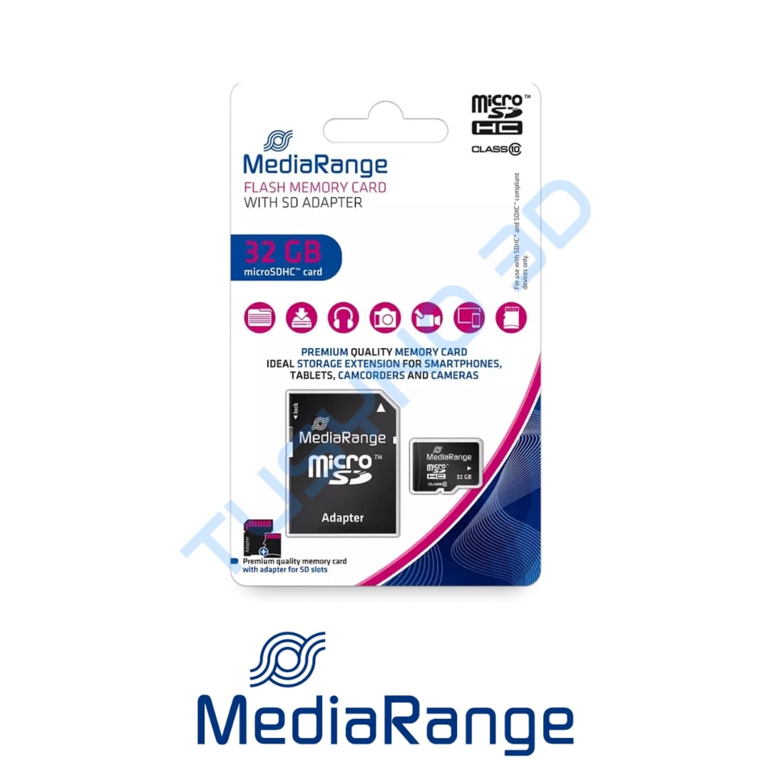 MediaRange microSDHC kortelė 32GB Class 10 (Su SD adapteriu)