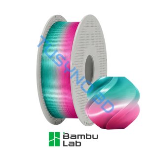 3D plastikas Bambu Lab PLA šilkas rožinė–turkio (South Beach)