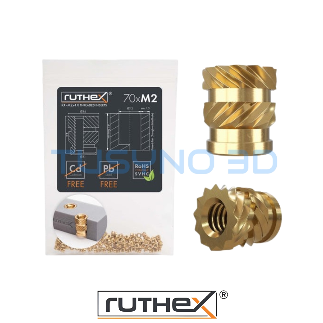 Ruthex M2 srieginės įvorės 4,0 mm gylio – 70 vnt.