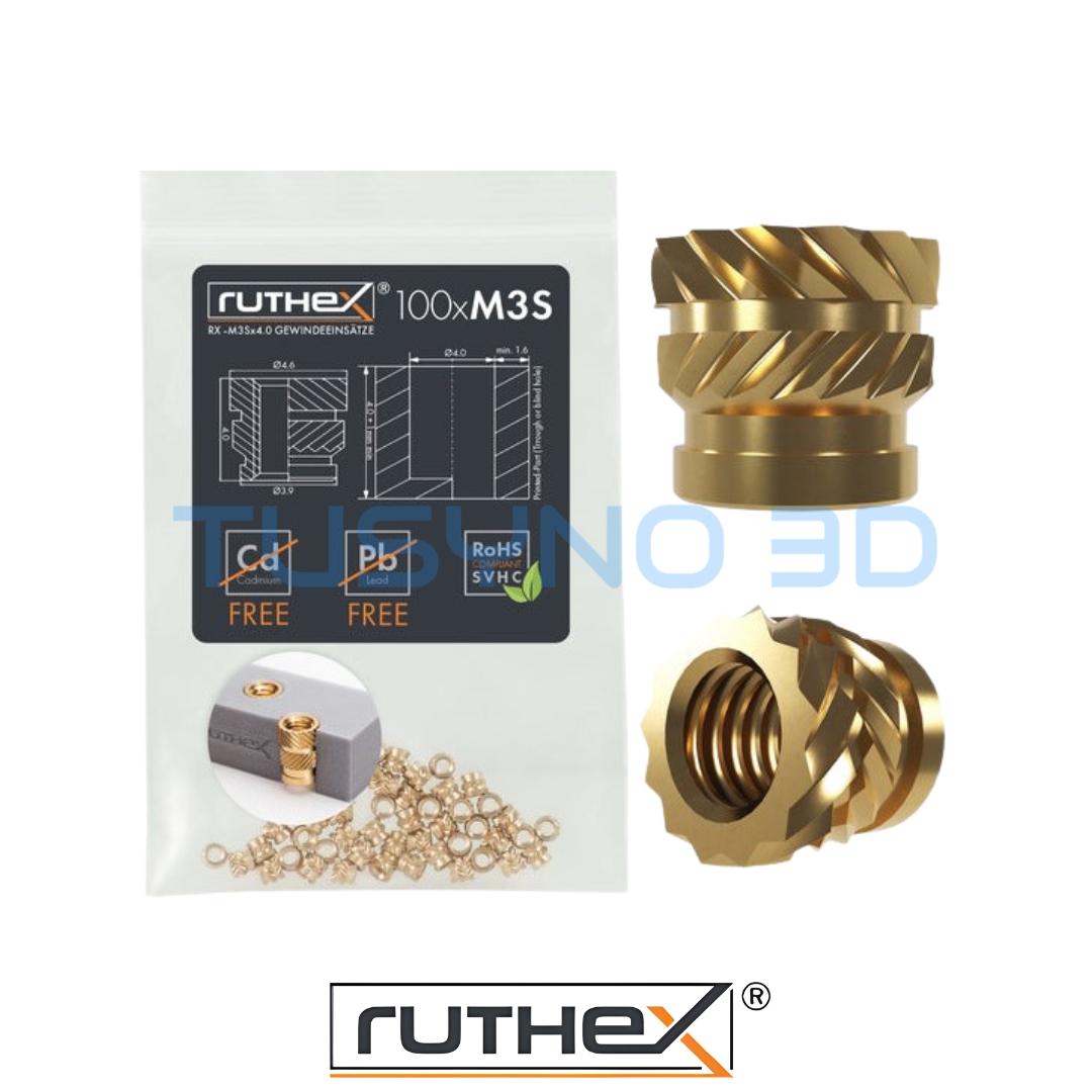 Ruthex M3 trumpos srieginės įvorės 4,0 mm gylio - 100 vnt.
