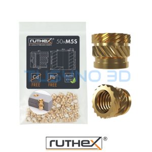 Ruthex M5 trumpos srieginės įvorės 5,8 mm gylio – 50 vnt.