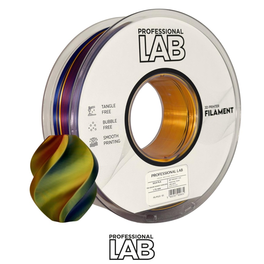 Prof. Lab PLA Šilkas Tri-Colour Raudona-auksinė-mėlyna